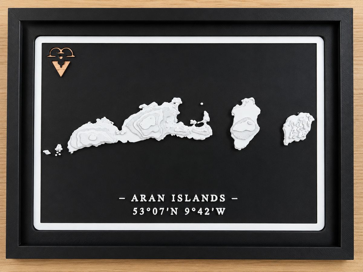 3D printed topographic map of the Aran Islands, County Galway