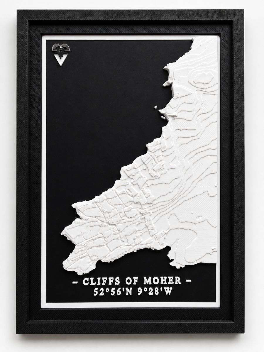 3D printed topographic map of the Cliffs of Moher